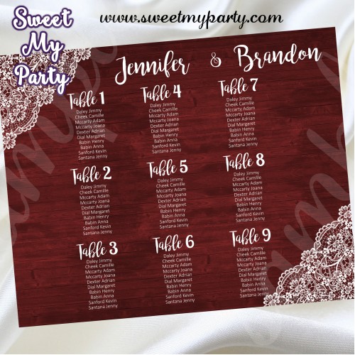Rustic Wedding Seating Charts,Vintage Wedding Seating Plan,Wood Lace Wedding Seating charts,(017w)